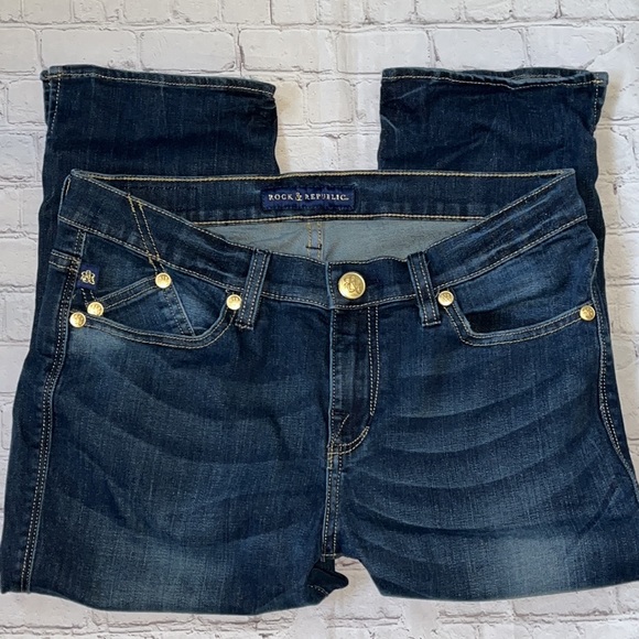 ROCK & REPUBLIC dark blue denim jeans. Woman’s size 10 - Picture 11 of 16